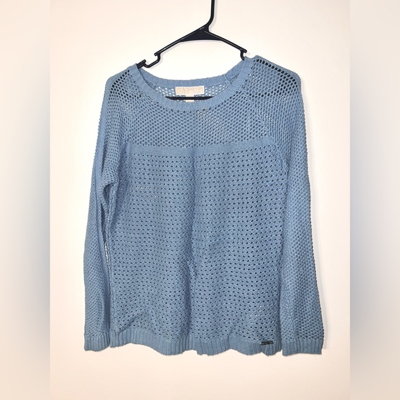 Michael Kors Women’s Size Small Open-knit Sweater, Light Blue Long Sleeve - Picture 1 of 8